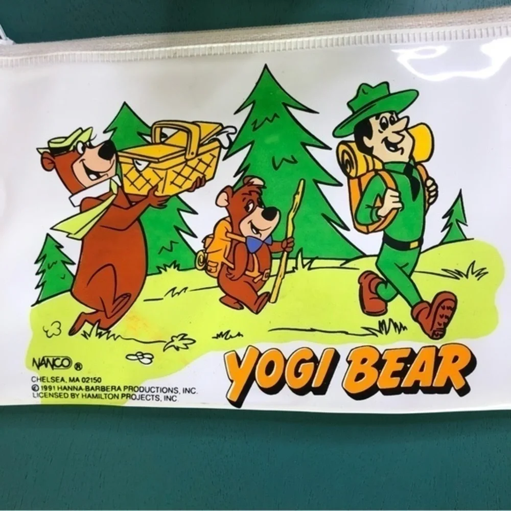 Yogi Bear Pencil Case Boo Boo Ranger Smith Graphic Vintage 1991 Hanna Barbera